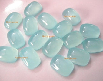 AAA Quality 10 Pieces Natural Aqua Chalcedony 17x17 mm Trillion cabochons Loose Gemstone Calibrated