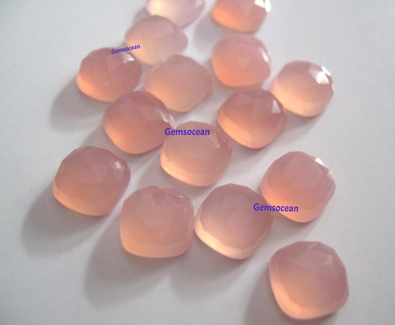 Lot of Stunning 10 Pieces AAA Quality Pink Chalcedony 16x16 mm Cushion Rose Cut Loose Gemstone Calibrated