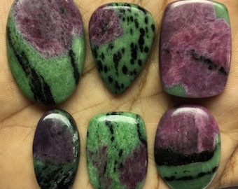 Natural Ruby Zoisite Cabochon, Semi Precious Gemstone for Jewelry Making