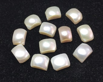 Zoetwaterparel cabochons: platte, rechthoekige, losse edelstenen, 10 stuks