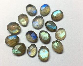 Natural Labradorite Rose Cut Gemstones for Jewelry Making (15-Piece Lot)