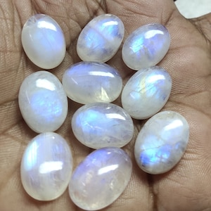 Pedra da lua natural arco-íris oval com parte traseira plana cabochão pedra preciosa solta 3x5,4x6,5x7,6x8,7x9,8x10,9x11,10x12,10X14,12X16,13X18,15 x 20 MM GEMSOCEAN