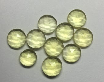 Natural Lemon Quartz Round Rose Cut Flat Back Loose Gemstone for Jewelry Making