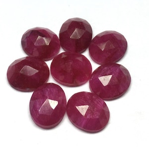Rubin Oval Rosenslipad Platt Baksida Cabochon Lös Ädelsten 5x7,6x8,6x9,7x9,8x10,10x12,10x14,12 x 16 MM GEMSOCEAN