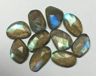 10 Pcs Natural Labradorite Rose Cut Gemstones for Jewelry Making