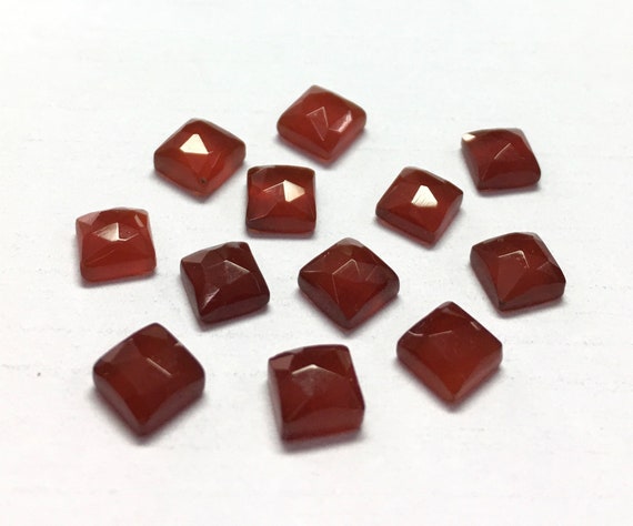 Red Onyx Square Rose Cut Flat Back 3x3,4x4,5x5,6x6,7x7,8x8,9x9