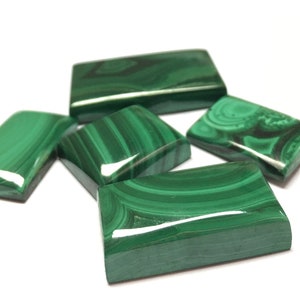 Natural Malachite Rectangle Cabochon Flat Back: AAA Quality