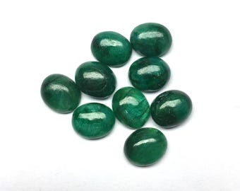 Piedra preciosa suelta de cabujón ovalado de esmeralda para joyería (4 x 6 - 13 x 18 mm)