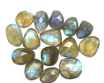Natural Labradorite Rose Cut Gemstones for Jewelry Making (15 Pieces) Lot