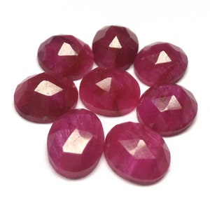 Ruby Oval Rose Cut Flat Back Cabochon Loose Gemstone 5x7,6x8,6x9,7x9,8x10,10x12,10x14,12x16 MM GEMSOCEAN