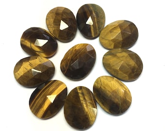 Natural Tiger's Eye Gemstones: Rose Cut, 16mm, 10 Pieces