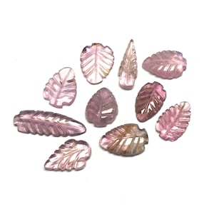Carved Tourmaline Leaf Gemstones: Jewelry Making Loose Stones, 10 Pieces