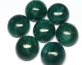 AAA Emerald Cabochon Round Flat Back Loose Gemstone (5-15 mm)