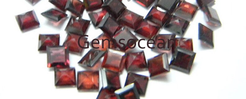 Lot of Stunning 15 Pieces AAA Quality Red Garnet Square 6x6 MM Faceted cut Loose Gemstone Calibrated