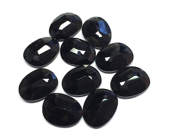 Lot de pierres précieuses en onyx noir taillées en roses à facettes, 14 mm (10 pièces)