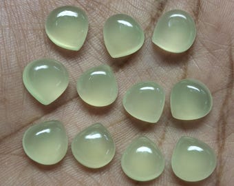 Green Chalcedony Heart Shape Gemstone Natural Polished Loose Stone for Jewelry Making,