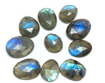 Natural Labradorite Rose Cut Gemstone 10 Piece Faceted Gems for Jewelry Making Stones