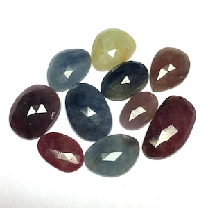Lot of 10 Pieces Natural Multi Sapphire Rose Cut Flat Back Loose Gemstone Sapphire Mix Color Loose Stone for Jewelry Making