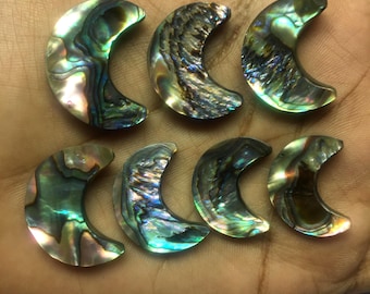 Rainbow Abalone Crescent Moon Cabochon: Natural Shell for Jewelry Making