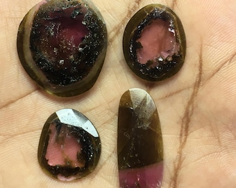 Natural Watermelon Tourmaline Rose Cut Gemstone for Jewelry Making