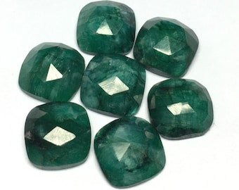 Emerald Cushion Rose Cut Flat Back Cabochon Loose Gemstone 5x5,6x6,7x7,8x8,9x9,10x10,11x11,12x12   MM GEMSOCEAN