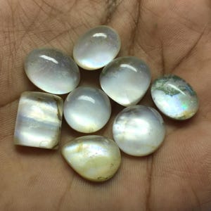 Lot of 8 Pieces Natural Mother of pearl Doublet with crystal quartz Cabochon Gemstone  Mix Shape Loose Stone for Jewelry Making