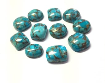 Copper Turquoise Cabochons Mix Shape Loose Gemstones (10 Pieces) Lot