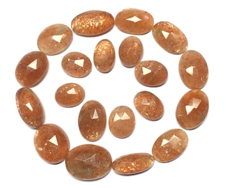 Natuurlijke zonnesteen, ovale roosgeslepen edelstenen voor het maken van sieraden (20 stuks, 11-16 mm)