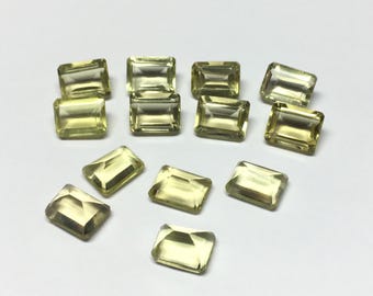 Natural Lemon Quartz Rectangle Cut Pointed Back Loose Gemstone 3x5 to 10x14 MM GEMSOCEAN
