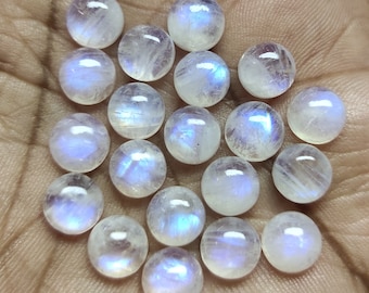 AAA Rainbow Moonstone Cabochon: Round Flat Back Loose Gemstone