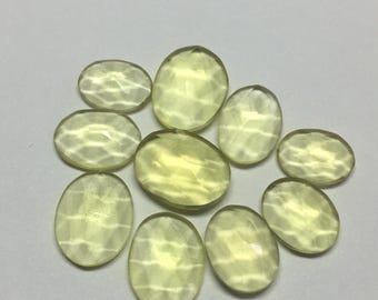 Natural Lemon Quartz Oval Rose Cut Flat Back Loose Gemstone For Jewelry Making