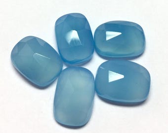 Blue Chalcedony Cushion Rose Cut Gemstones, 10 Pieces