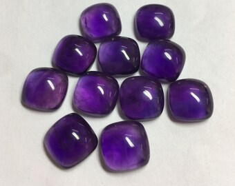 AAA Amethyst Cabochon: Cushion Flat Back Loose Gemstone