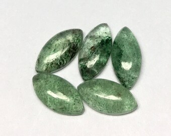 Lot of 10 Pieces Green Strawberry Quartz Marquise Flat Back Cabochon Loose Gemstone 2x4,3x6,4x8,5x10,6x12,7x14,8x16,9x18,10x20,MM GEMSOCEAN