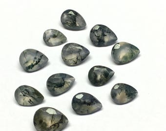 Natural Moos Agate Pear Cut Faceted Loose Gemstone (4x6 to 12x16 MM)