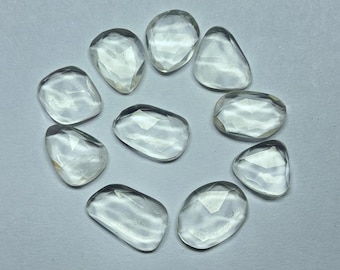 10 pierres de cristal de quartz taillées en rose à dos plat, fabrication de bijoux