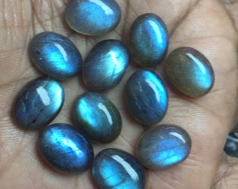 10 cabujones ovalados de labradorita AAA: piedras preciosas con base plana, varios tamaños