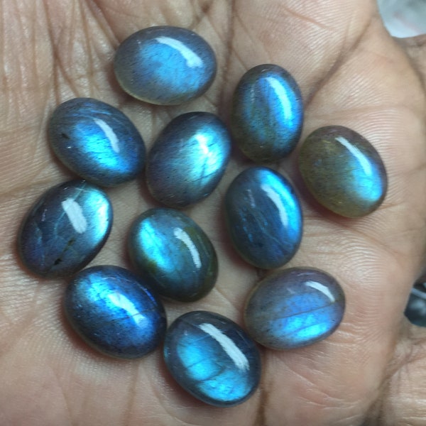 Lot Of 10 Pieces AAA Quality Labradorite Oval Cabochon Flat Back Loose Gemstone natural semi precious Various Sizes Available Gemsocean