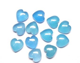 Natural Blue Chalcedony Heart Shape Carving Loose Calibrated Gemstone for Jewelry Making.