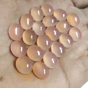 Pink Chalcedony Oval Flat Back Cabochon Loose Gemstone3x5,4x6,6x8,7x9,8x10,9x11,10x12,10x14,12x16,13x18,15x20,16x22,18x25,22x30 MM GEMSOCEAN