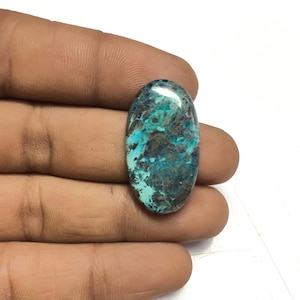 Cabochon de pierre précieuse d'azurite naturelle : Pierre au design lisse