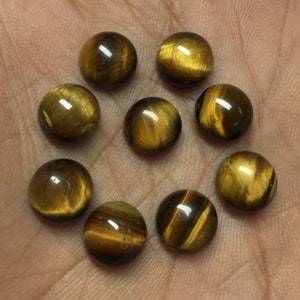 Golden Tiger Eye Cabochon: Round Flat Back Loose Gemstone