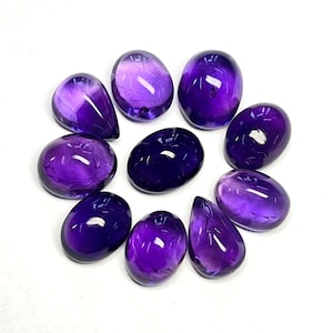 Amethyst Cabochons: 10-Piece Lot, Mix Shapes, Jewelry Making (11-12mm