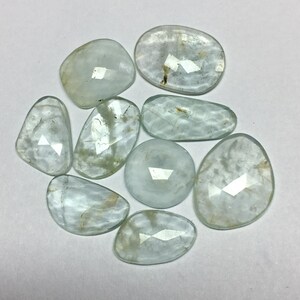 Lot of 9 Pieces Natural Aquamarine Rose Cut Gemstone Rare Aquamarine Mix Shape Loose Stone for Jewelry Making