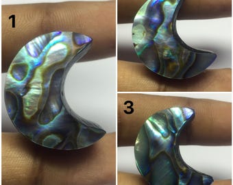 Abalone Shell Flat Back Moon Shape Gemstone For Pendant