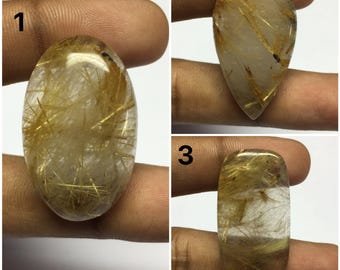 Golden Rutile Quartz Cabochon Gemstone Free Size Pendant