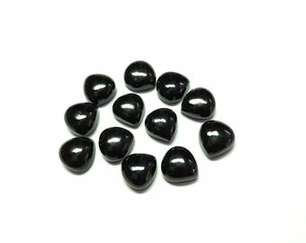 Natural Black Onyx Heart Shape Cabochon Gemstone  Polished Loose Stone for Jewelry Making