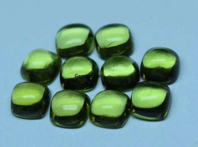Lot Of Stunning AAA Quality Peridot 8x8 MM Cushion Cabochon Loose Gemstone