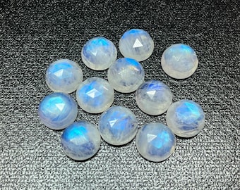 AAA Rainbow Moonstone Round Gemstone: Rose Cut Cabochon