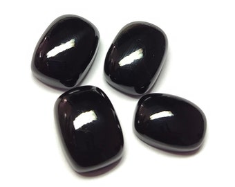 Natural Black Onyx Cabochon: Cushion Flat Back Loose Calibrated Gemstone.